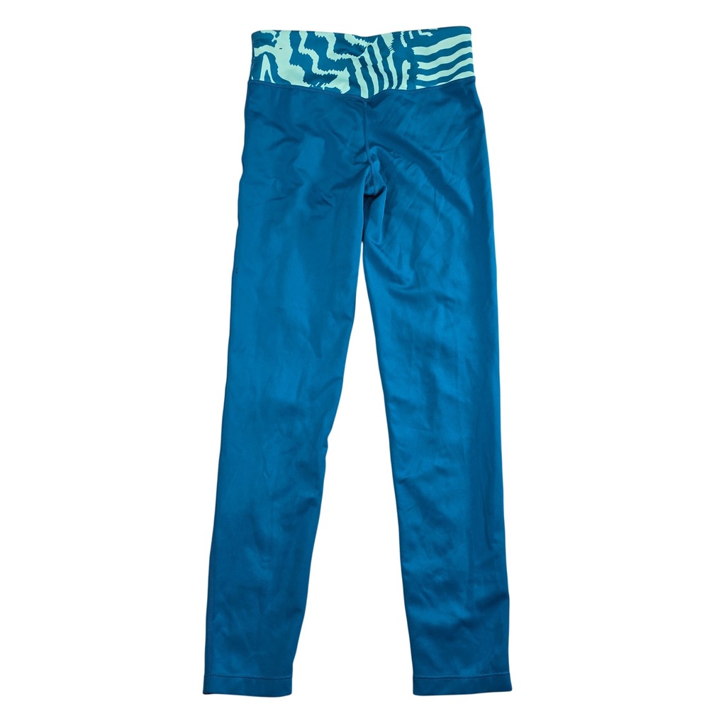 Nike Dri-FIT Leggings Girls XL Blue Teal Zebra‎ Stripe Tight Fit Dance Gym Track - Picture 3 of 9